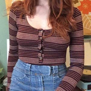 🌸 Striped Button Up Bodysuit